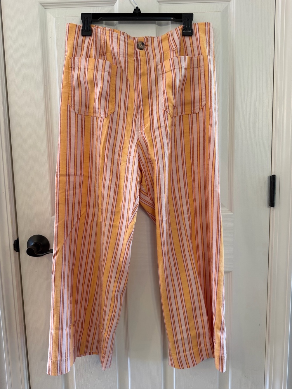 Maeve The Colette Cropped Striped Orange Wide-Leg Pants